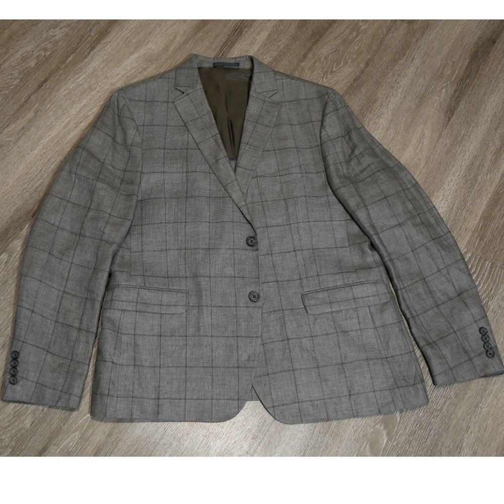 Lauren Ralph Lauren Mens 44R Blazer Tan Brown Windowpane Check Sport Coat Macy's
